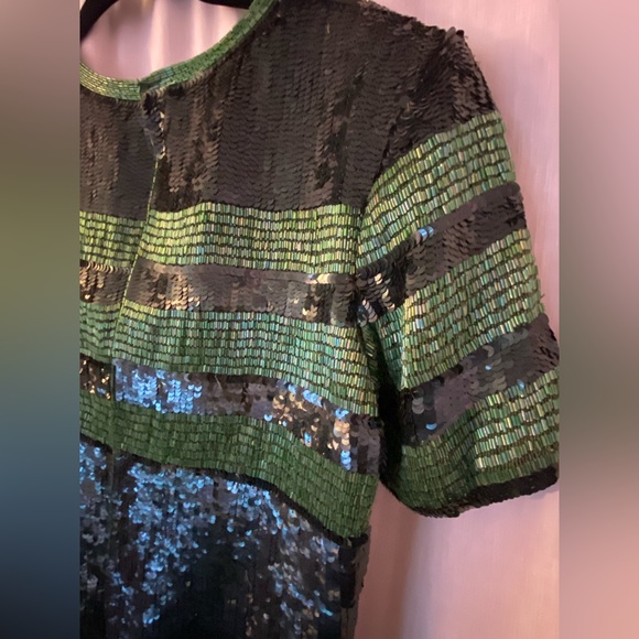 Stunning Fully Beaded & Sequined Emerald Green Mini Dress Silk - Picture 10 of 16